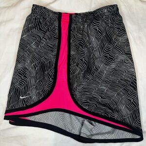 Nike Dri-Fit Running Shorts Black White Pattern Pink Trim Size XL Athletic